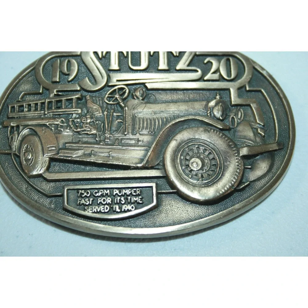 Vintage 1920 Stutz Brass‎ Belt Buckle Fire Truck Pumper Firefighter 1982